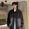 Jaqueta Masculina Outono/Inverno Nova High Street Retro Cor Desgastada Color Block Estilo Hong Kong Tendência Fashionável Lapela com Rasgos