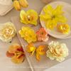 Presilha de Cabelo Flor Orquídea Borboleta Laranja Verão para Mulheres, Presilha Bico de Pato Estilo Férias à Beira-Mar com Franja
