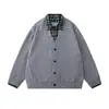 Jaqueta Camisa Patchwork Nova Tendência Estilo Coreano Falsa Duas Peças para Homens e Mulheres, Cardigan de Tricô Estilo Japonês para Primavera e Outono, Suéter Estilo Preguiçoso