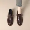Primer Encuentro Ji Brown Estilo Británico Zapatos Pequeños de Cuero Mujer 2026 Primavera Otoño Nuevo Estilo Suela Suave Cómodos para Viajar al Trabajo Zapatos de Vestir