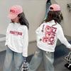 Camiseta de Algodão Puro Manga Longa T2025 Primavera & Outono Novo Estilo Coreano Versátil Gola Redonda Camisa Básica Casual Estampada Top Básico