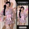 Gato Leiteiro Ganancioso Menina Doce Estilo Japonês Estampa de Flor de Cerejeira Quimono Camisola Camisola Feminina Robe com Cinto de Borboleta Cintura Sexy Pura Casa Privada