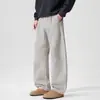 2026 nuevos pantalones casuales de trabajo simples retro americanos para hombre, estilo old money, lavados, corte holgado japonés, pantalones largos versátiles