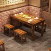 Combinación de Mesa y Silla de Comedor de Comida Rápida de Madera Maciza Hotel Restaurante Desayuno Tienda de Snacks Tienda de Fideos Mesa y Silla Mesa para Hot Pot y Barbacoa Carbonizada Vela