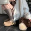 Chirrido de Aceite~ Pantuflas Estilo Birkenstock Forradas de Lana para Mujer, Adecuadas para Usar al Aire Libre en Otoño e Invierno, Medias Pantuflas de Punta Cerrada con Suelas Gruesas, Botines de Nieve Papa Pequeña
