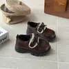 Sapatos de Couro com Forro de Lã para Meninas 2025 Inverno Novo Estilo Britânico Infantil Duplo Algodão Princesa Mary Jane Quentes de Algodão Tendência