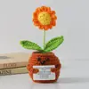 Flor de Tricô de Energia Positiva Transfronteiriça Planta em Vaso Produto Acabado Fio de Lã Flor de Simulação Ornamento de Mesa Boneca de Cartão de Mão
