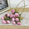 Flor artificial bolha seca rosa venda quente transfronteiriça rosa com borda queimada flor falsa decoração de mesa rosa com borda assada flor de seda