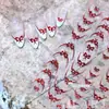 Exquisitos Pegatinas Festivas Rojas con Lazo para Uñas, Mini Mariposa Estilo Francés Adhesivo para Punta del Dedo Decoración DIY