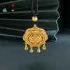 Colgante de Campana de la Paz con Candado Estilo Influencer, Campana Dorada Hueca Chapada en Oro Antiguo con Cordón Trenzado, Collar Vintage