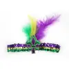 Carnaval Nueva Diadema de Lentejuelas Diadema de Plumas Transfronteriza Más Vendida Diadema Mayorista Mascarada Étnica