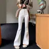 Jeans blancos de moda de corte slim acampanado para mujer, nueva colección otoño/invierno 2026, de cintura alta, adelgazantes y que alargan las piernas, pantalones acampanados en forma de herradura