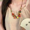 Nuevo Collar de Cerámica con Cuentas Estilo Chino para Mujer, Cadena Larga Tejida Estilo Étnico Retro para Clavícula, Accesorio Versátil Inspirado en el Zen Estilo Antiguo