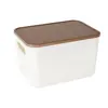 Caja de Almacenamiento de Escritorio para Maquillaje y Snacks, Cesta de Almacenamiento Rectangular de Plástico, Caja de Almacenamiento de Cocina con Tapa