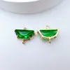 Colgante doble de cristal con incrustaciones de cobre media luna accesorios para joyería DIY colgante redondo para pendientes, pulseras y accesorios hechos a mano