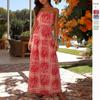 Vestido de Verão Casual com Gola Flor e Alça para Praia e Férias no Havaí para Mulheres Europeias e Americanas da Amazon, Transfronteiriço, com Lintercloth