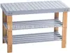 Taburete de Bambú para Hogar y Dormitorio de Tres Niveles, Taburete para Cambiar Zapatos en la Entrada, Estante para Zapatos, Taburete Exterior, Estante para Flores, Gris