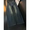 Jeans de hombre de corte recto con lavado vintage azul transfronterizo, estilo otoño, diseño elegante y genial, pantalones acampanados rectos de alta calle americana