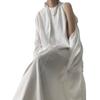 Vestido Coreano Chic Normcore Nicho Gola Redonda Solto Longo Acima do Joelho Vestido Colete Saia Longa para Mulheres