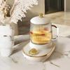 Mini Taza Eléctrica para Estofar, Taza de Vidrio Multifuncional para el Hogar Totalmente Automática, Tetera con Flores, Taza Eléctrica Calefactora, Inteligente