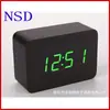 Novo Relógio de Mesa de Madeira LED Silencioso com Controle de Voz Digital, Luz Noturna e Display de Temperatura