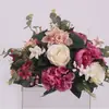 Flor artificial estilo europeo en forma de bola diseño de escenario de boda guía de camino flor columna romana columna cuadrada portavelas decoración de mesa flor de seda flor artificial