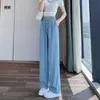 Pantalones de Traje Drapados con Cintura Elástica para Mujer, Nuevo Estilo Verano 2026, Pantalones Rectos Casuales de Pierna Ancha de Cintura Alta Adelgazantes, Tallas Grandes para Ir al Trabajo