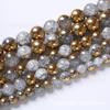 Casting Ming trade oro blanco semi-electroplateado vidrio de craquelado de palomitas de maíz cuentas sueltas pulsera de cuentas DIY collar accesorios de joyería