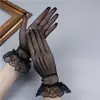 Guantes de encaje blancos y negros para novia, vestido de malla con lazo para mujer transfronterizo, guantes de alta elasticidad para boda, actuación y etiqueta