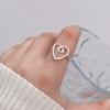 Anillo de Dedo de Plata Esterlina S925 Diseño Nicho de Lujo Ligero Anillo Doble de Amor Anillo Abierto Simple Personalizado de Moda para Mujer