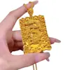 Colgante Grande Hueco de Latón Chapado en Oro con Forma de Dragón y el Carácter para la Fortuna, Estilo Masculino, Moderno y Audaz, Retención de Color Duradera