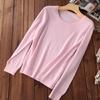 2025 Nuevo Suéter de Punto de Otoño e Invierno para Mujer Suéter de Cuello Redondo Jersey Ajustado Color Sólido Manga Larga Camiseta Interior para Mujer
