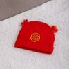 Gorro de invierno para bebé de doble capa cálido sin costuras para recién nacido serie festiva roja de Año Nuevo gorro para bebé