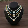 Conjunto de Colares Europeus e Americanos Transfronteiriços Vintage com Contas, Corrente de Clavícula Estilo Étnico, Joias em Camadas para Mulheres, Estilo Floresta Tendência
