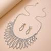 Moda estilo europeu e americano transfronteiriço novas joias metal diamante casamento noiva conjunto de joias duas peças colar brincos