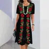 Impresión Digital 3D Elegante Ropa de Verano para Mujer Moda Color Ladrillo Casual Manga Corta Flores 2024 Explosiones Calientes Transfronterizas