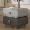 Mesita de noche Estilo Crema Nuevo Hogar Dormitorio Mesita de Noche de Cuero Simple Moderna Sin Instalación Pequeño Gabinete de Almacenamiento