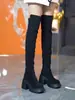 Botas de Suela Gruesa Hasta la Rodilla para Mujer Botas de Caña Alta 2026 Tendencia Otoño/Invierno Tacón Alto Punta Redonda Tacón de Bloque Adelgazantes Elásticas Ajustadas Botas