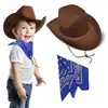 Conjunto de Sombrero de Vaquero Rosa con Ribete y Bufanda para Niños, Sombrero de Vaquero Occidental Listo para Usar, Pañuelo de Seda Dick Vaquero Amazon