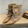 Elegantes, modernos y con estilo, zapatos de mujer 2026, nuevas llegadas de otoño, botas de media caña con cordones, punta fina, estilo retro coreano, a la moda y versátiles