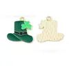 Día de San Patricio Trébol de la Suerte Gota de Aceite Joyería Accesorios Colgante DIY Cadena de Teléfono Móvil Colgante de Llavero Hecho a Mano