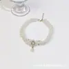 Gato Pet Filhote Devon Cachorro Colar de Pérolas Coleira Pequena Laço de Pedras Estilo Chanel Acessórios para Boneca Transfronteiriço