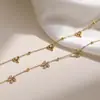 Cadena para Clavícula con Corazón y Flor de Circonita Aogu Transfronteriza Simple y Lujosa para Mujer Ins Nicho Acero Inoxidable de Alta Gama Nuevo