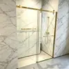 Cabina de ducha lineal minimalista transfronteriza con puerta corredera de vidrio templado a prueba de explosiones y mampara de separación seca-húmeda para baño