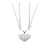 Collar de Corazón de Pareja Piedra Deseosa con Colgante de Pieza con Forma de Corazón Magnético, Creativo Collar de Corazón de Melocotón para Parejas (Par)