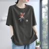 Nueva Colección Primavera-Verano 2026 Estilo Veraniego Blanco Estilo Hong Kong Camiseta Estampada de Manga Corta para Mujer Ropa Holgada Estilo Coreano para Estudiantes Moderna