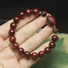 Pulsera de Sándalo Rojo 10mm con Talla de Buda, Artesanía en Madera, Cuentas de Oración Budistas Sencillas, Regalo