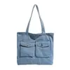 Bolsa de Ombro Única de Brim Versátil Retrô para o Dia a Dia Feminina 2026 Nova Bolsa Tote Leve de Grande Capacidade com Múltiplos Bolsos