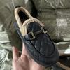 Novos Sapatos Peludos 2025, Sapatos de Algodão para Uso Externo de Inverno, Slip-Ons Preguiçosos, Moda para Primavera, Outono e Inverno, Sapatos Flats para Interior Feminino