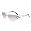 Gafas de sol sin montura con forma de corazón, marco metálico pequeño transfronterizo, gafas de sol personalizadas de vanguardia europeas y americanas